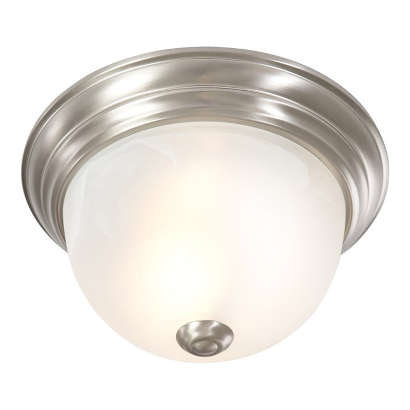 Yosemite Home Decor 1-Light Glass Flush Mount Lighting in Nickel/White