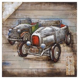 Yosemite Home Decor &quotVintage Car Show&quot Wood Wall Art in Multi-Color