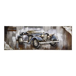 Yosemite Home Decor &quotBlue Vintage Car&quot Wood Wall Art in Multi-Color