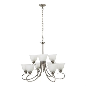 Yosemite Home Decor Ribbon Falls 9-Light Glass Chandelier in Nickel/White