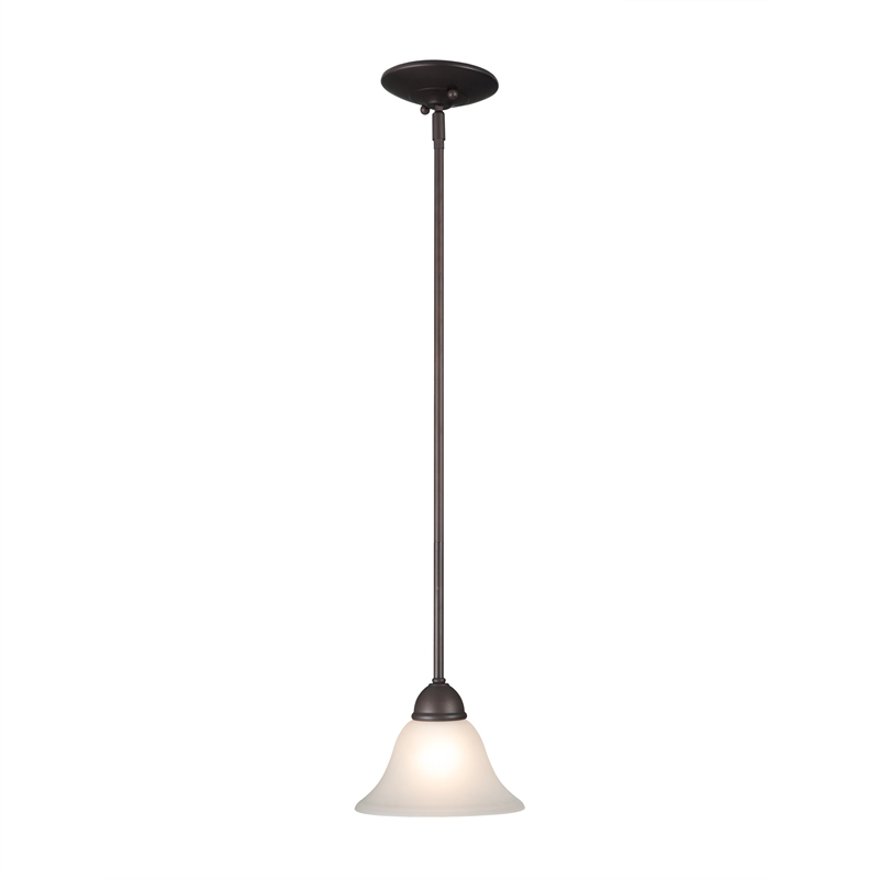 Yosemite Home Decor Vernal Falls 1-Light Metal Mini Pendant in Bronze/White