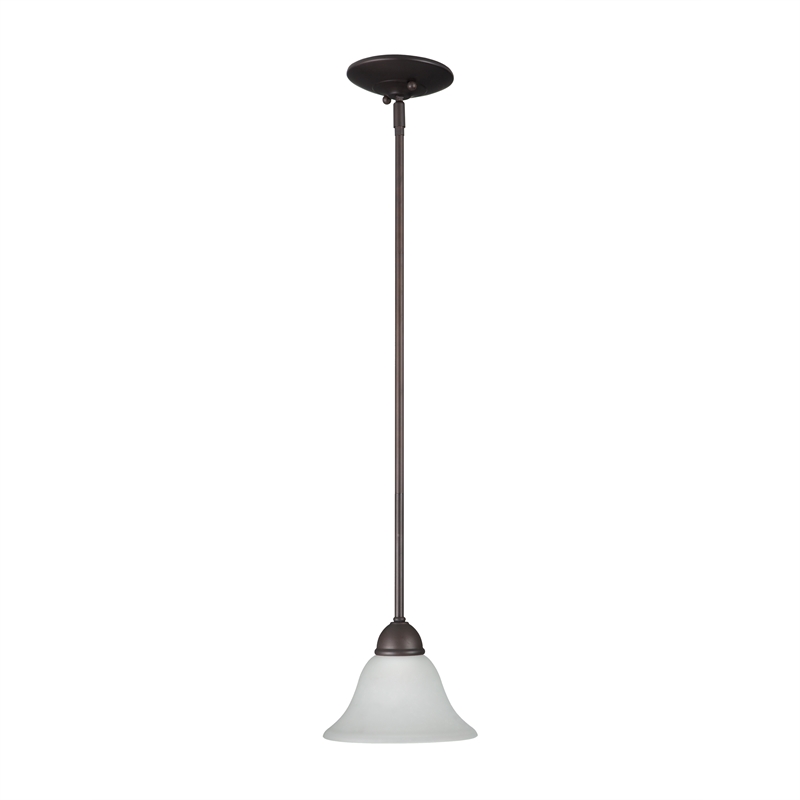 Yosemite Home Decor Vernal Falls 1-Light Metal Mini Pendant in Bronze/White