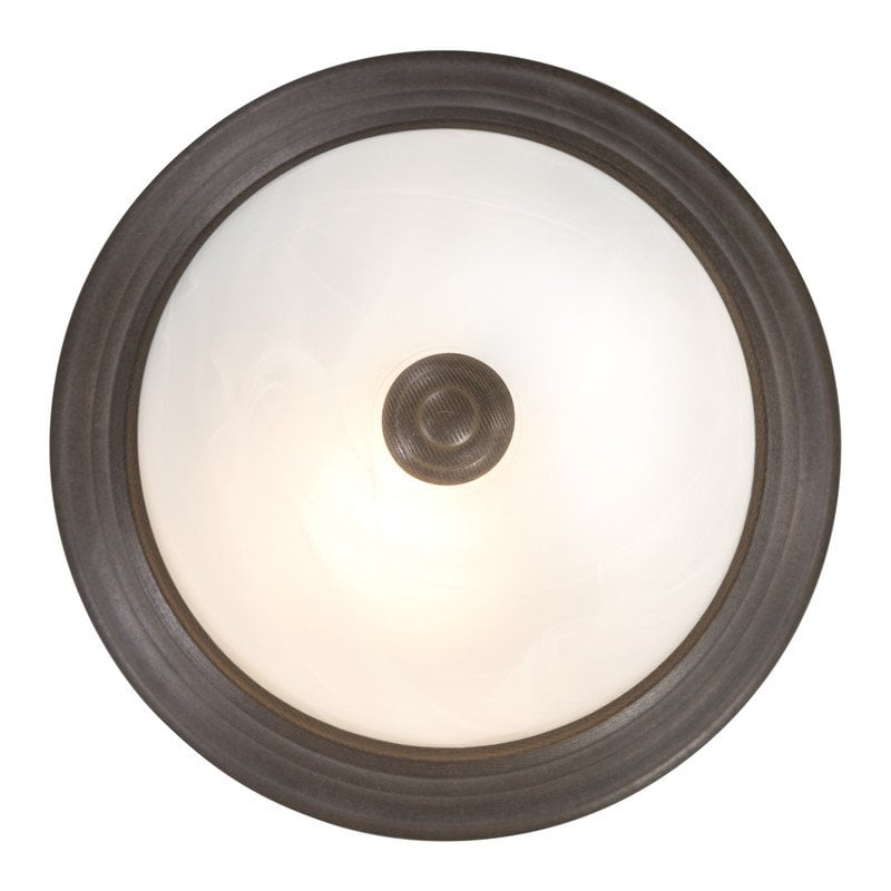 Yosemite Home Decor 1-Light Glass Flush Mount Lighting in Dark Brown/Alabaster