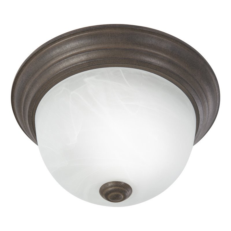 Yosemite Home Decor 1-Light Glass Flush Mount Lighting in Dark Brown/Alabaster