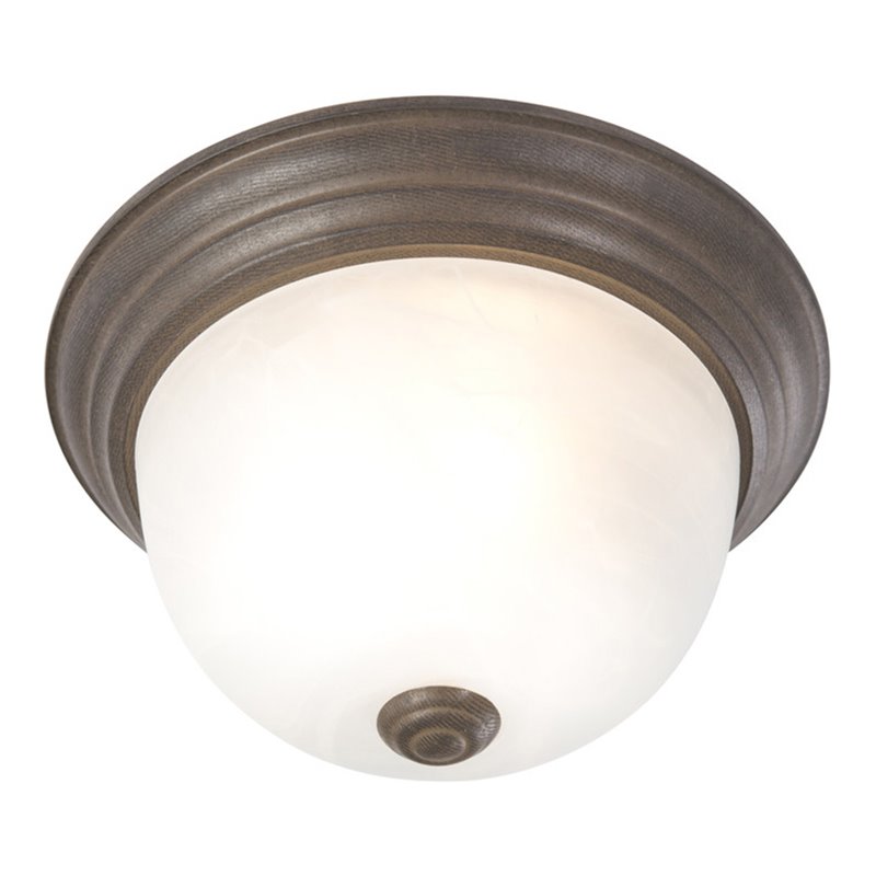 Yosemite Home Decor 1-Light Glass Flush Mount Lighting in Dark Brown/Alabaster