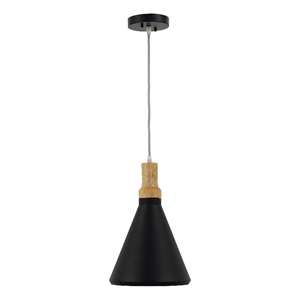 Yosemite Home Decor Noir 1-Light Transitional Aluminum Pendant in Black