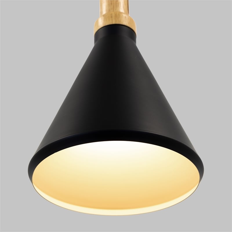 Yosemite Home Decor Noir 1-Light Transitional Aluminum Pendant in Black