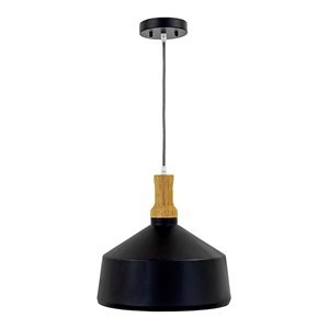 Yosemite Home Decor Noir 1-Light Transitional Aluminum Pendant in Black