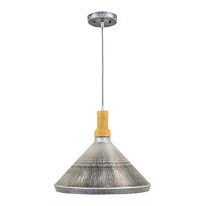 Yosemite Home Decor Gris Plateado 1-Light Aluminum Pendant in Silver