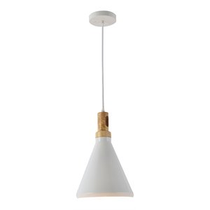 Yosemite Home Decor Blanc 1-Light Transitional Aluminum Pendant in White