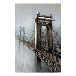 Yosemite Home Decor &quotGateway to the City&quot Wood Gallery Wrapped Wall Art in Gray