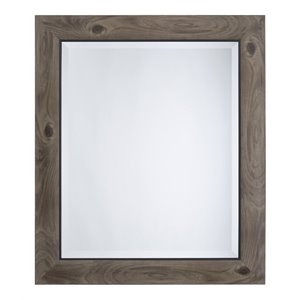 Yosemite Home Decor Medium Rectangle Beveled Glass Wood Casual Mirror in Gray