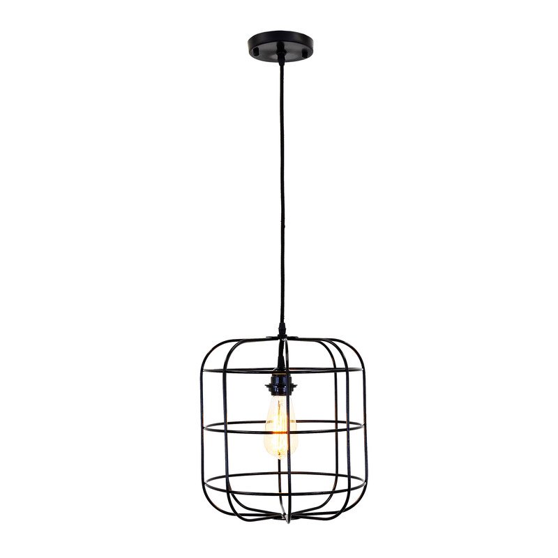 Yosemite Home Decor Hakissa 1-Light Transitional Metal Pendant in Black