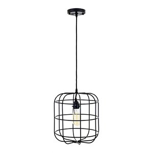 Yosemite Home Decor Hakissa 1-Light Transitional Metal Pendant in Black