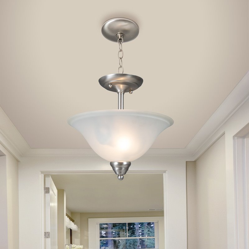 Yosemite Home Decor Ribbon Falls 2-Light Glass Pendant in Nickel