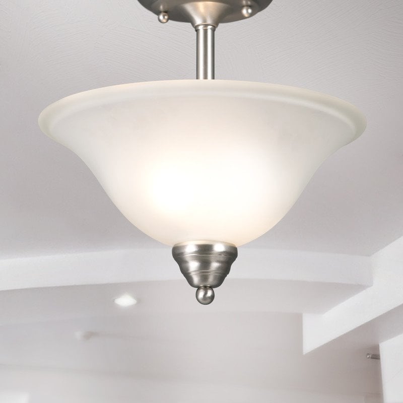 Yosemite Home Decor Ribbon Falls 2-Light Glass Pendant in Nickel