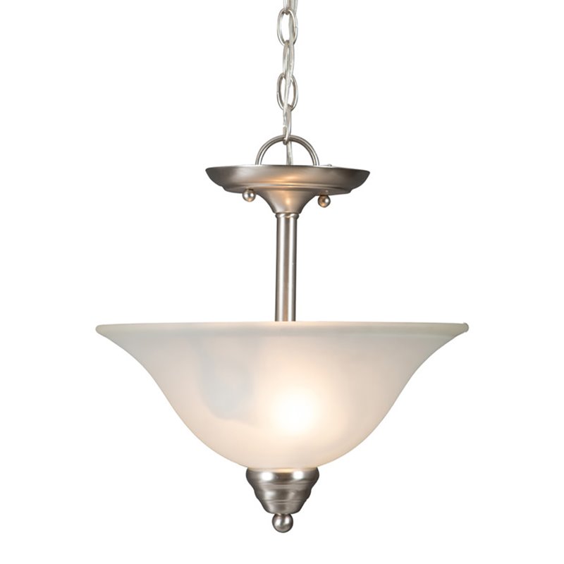 Yosemite Home Decor Ribbon Falls 2-Light Glass Pendant in Nickel
