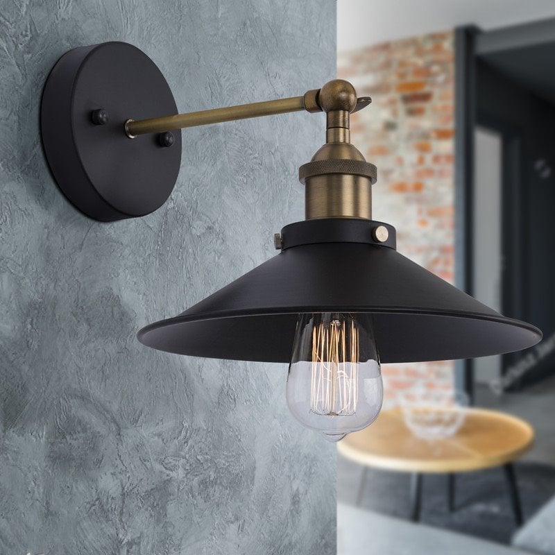 Yosemite Home Decor Aharon 1-Light Metal Wall Sconce in Dark Gray