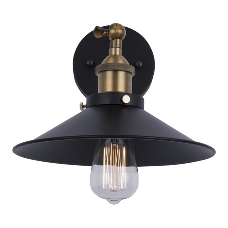 Yosemite Home Decor Aharon 1-Light Metal Wall Sconce in Dark Gray