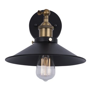 Yosemite Home Decor Aharon 1-Light Metal Wall Sconce in Dark Gray