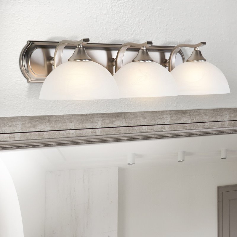 Yosemite Home Decor Glacier Point 3-Light Glass Vanity Light in Nickel