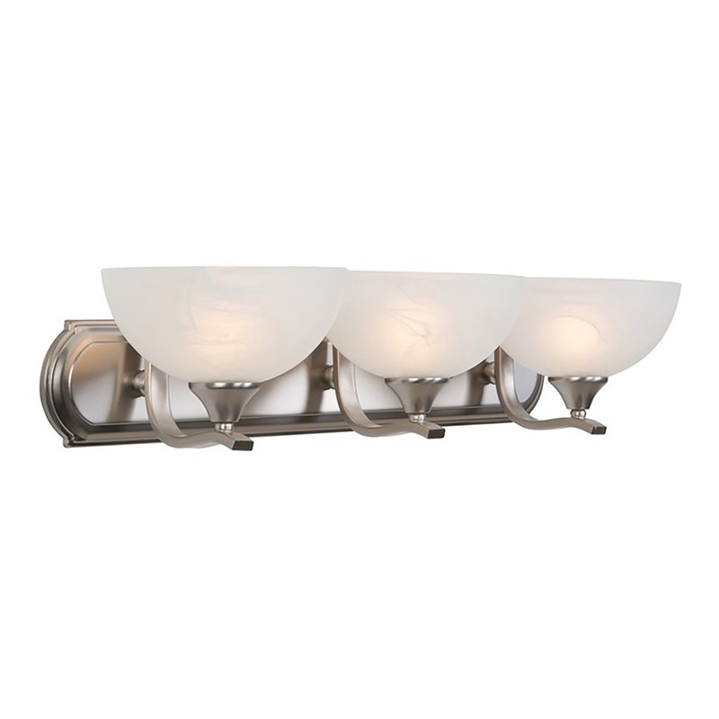 Yosemite Home Decor Glacier Point 3-Light Glass Vanity Light in Nickel