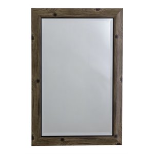 Yosemite Home Decor Medium Rectangle Beveled Glass Wood Casual Mirror in Gray