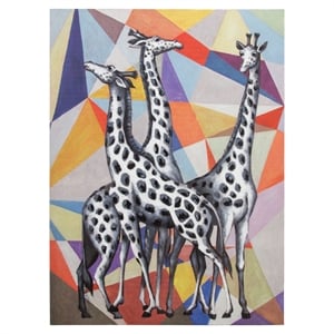 Yosemite Home Decor &quotContemporary View of Giraffes&quot Wood Wall Art in Multi-Color