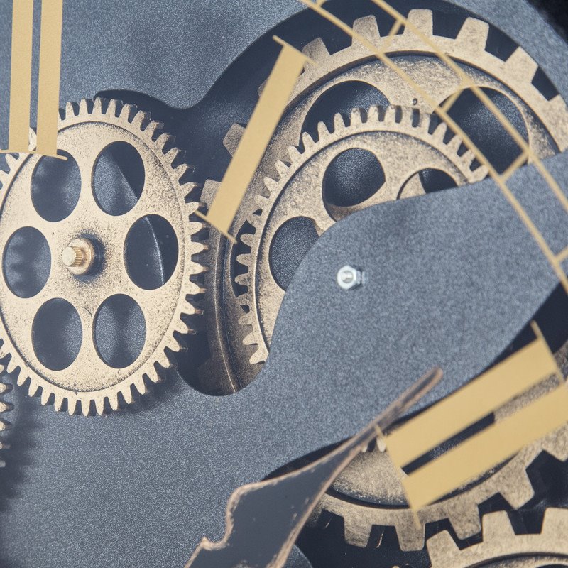 Yosemite Home Decor Sophisticated Design Modern Metal Paris Gear Clock in Black