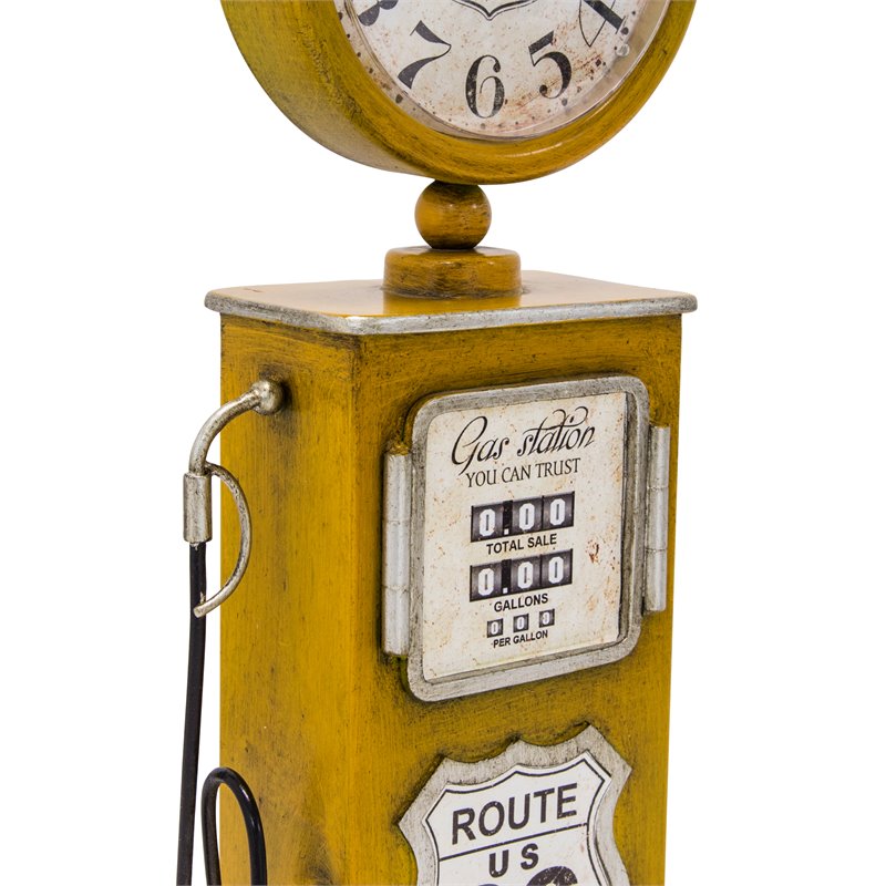 Yosemite Home Decor Route 66 Transitional Metal Table Top Clock in Yellow