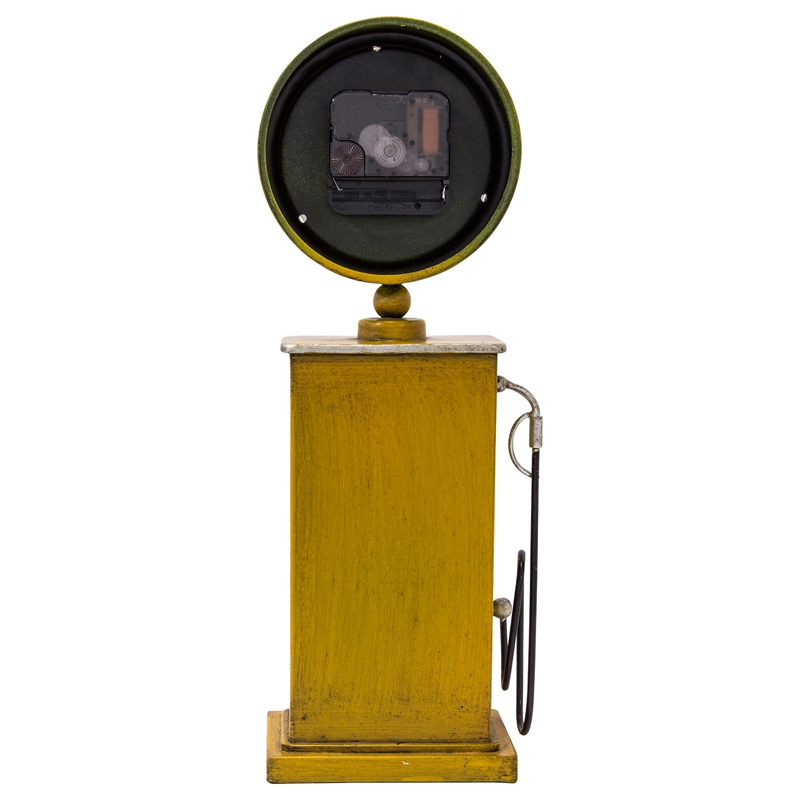 Yosemite Home Decor Route 66 Transitional Metal Table Top Clock in Yellow