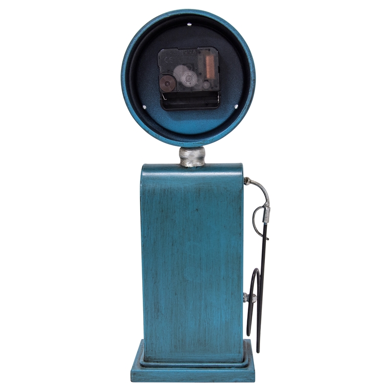 Yosemite Home Decor Route 66 Transitional Metal Table Top Clock in Blue