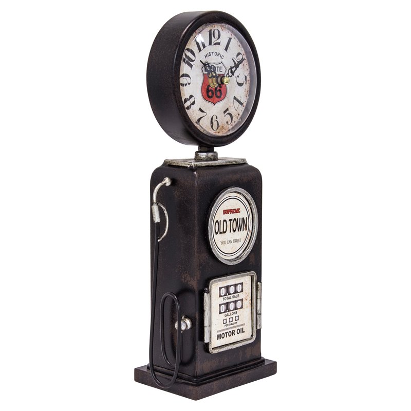 Yosemite Home Decor Old Town Transitional Metal Table Top Clock in Black