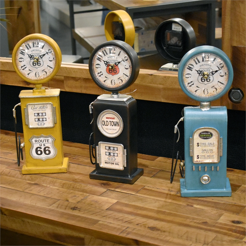 Yosemite Home Decor Old Town Transitional Metal Table Top Clock in Black