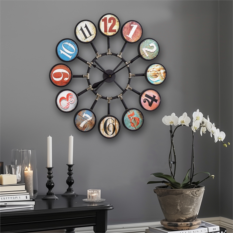 Yosemite Home Decor Coastal Metal Bubble Wall Clock in Multi-Color