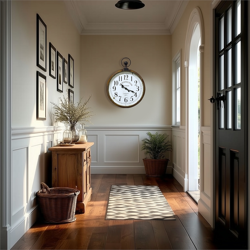 Yosemite Home Kensington Station Engineered Wood Wall Clock in Off White