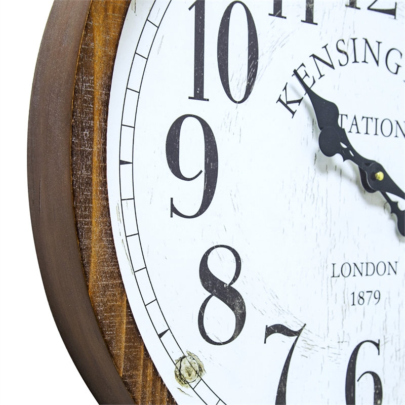 Yosemite Home Kensington Station Engineered Wood Wall Clock in Off White