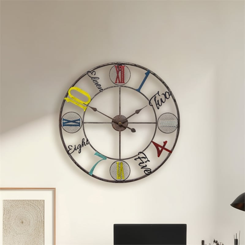Yosemite Home Decor Whimsical Design Metal Wall Clock in Multi-Color