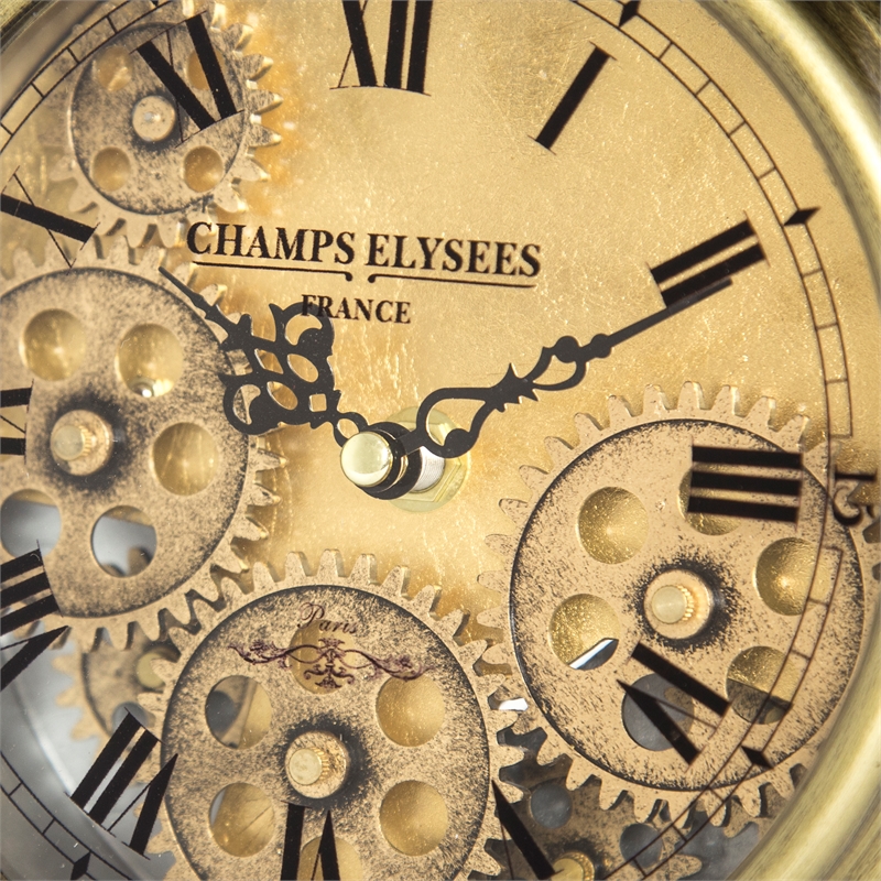 Yosemite Home Decor Modern Metal Gears Table Top Clock in Aged Bronze and Brass