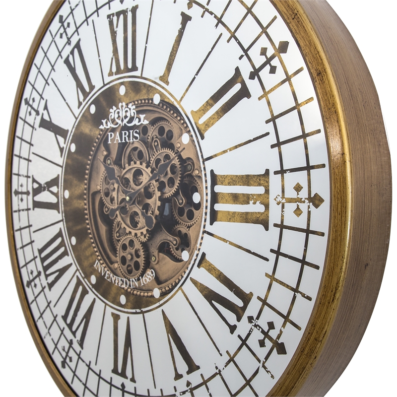 Yosemite Home Decor Modern Metal Gears Wall Clock in Antique Golden
