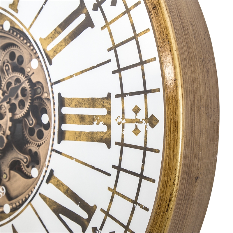 Yosemite Home Decor Modern Metal Gears Wall Clock in Antique Golden
