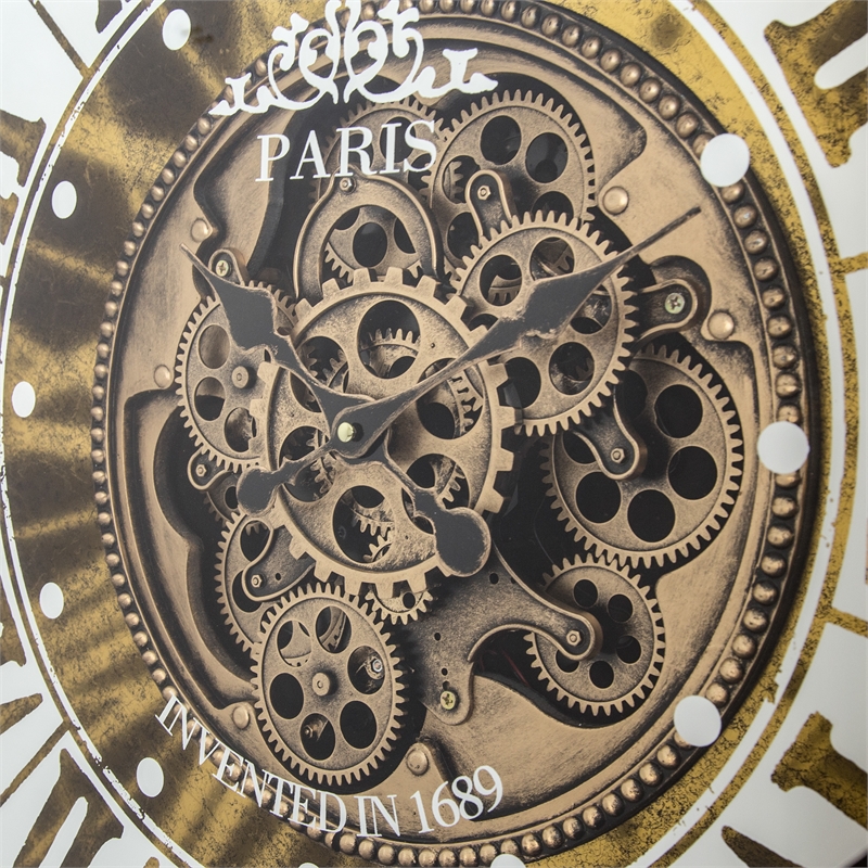 Yosemite Home Decor Modern Metal Gears Wall Clock in Antique Golden