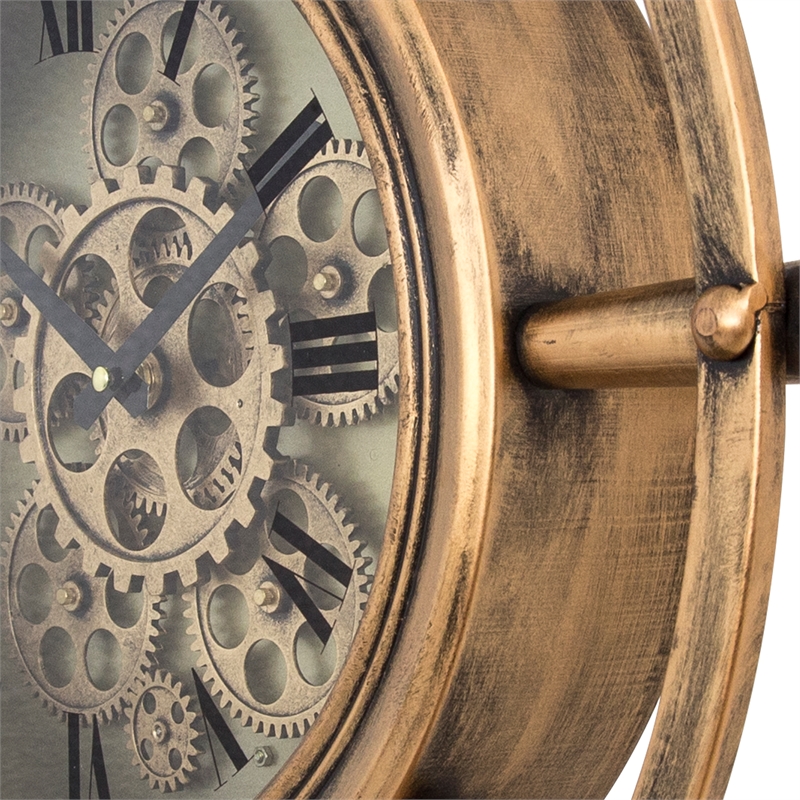 Yosemite Home Decor Modern Metal Ship's Wheel Wall Clock in Gold