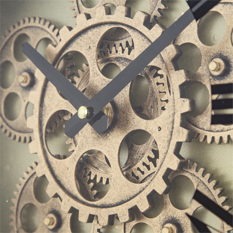 Yosemite Home Decor Modern Metal Ship's Wheel Wall Clock in Gold