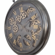 Yosemite Home Decor Sophisticated Design Modern Metal Pocket Gear Clock in Black