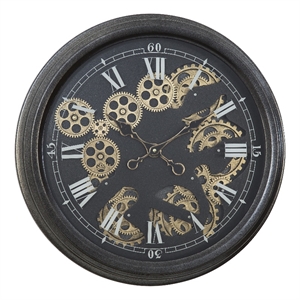 Yosemite Home Decor Modern Metal Paris II Gear Clock in Black
