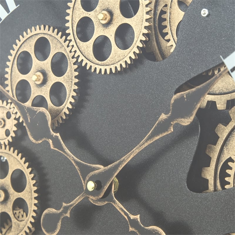 Yosemite Home Decor Modern Metal Paris II Gear Clock in Black