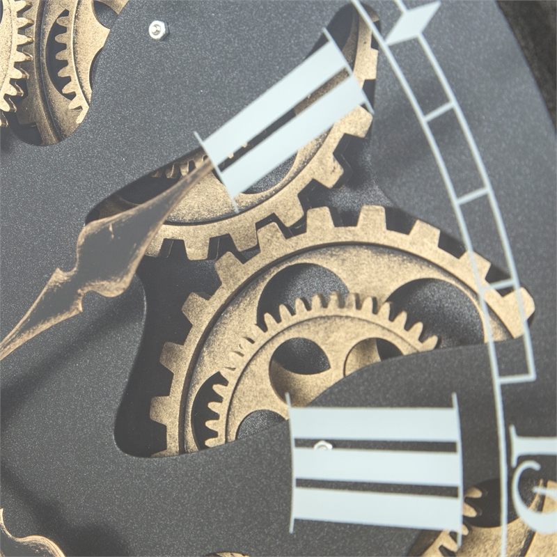 Yosemite Home Decor Modern Metal Paris II Gear Clock in Black