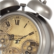 Yosemite Home Decor Modern Metal Gear Table Top Clock in Gunpowder Silver/Brass