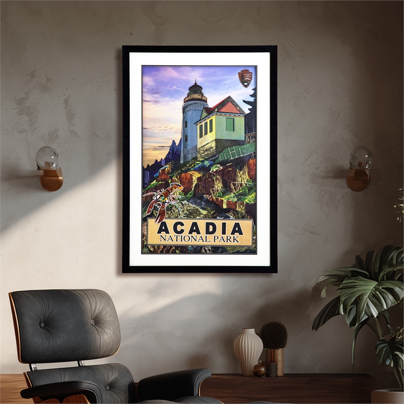 Yosemite Home Decor 'Acadia' Glass 3D Collage Wall Art in Multi-Color